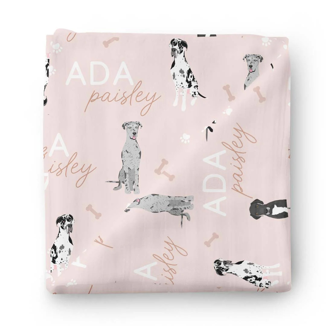 Personalized Baby Name Swaddle Blanket | Great Dane | Caden Lane