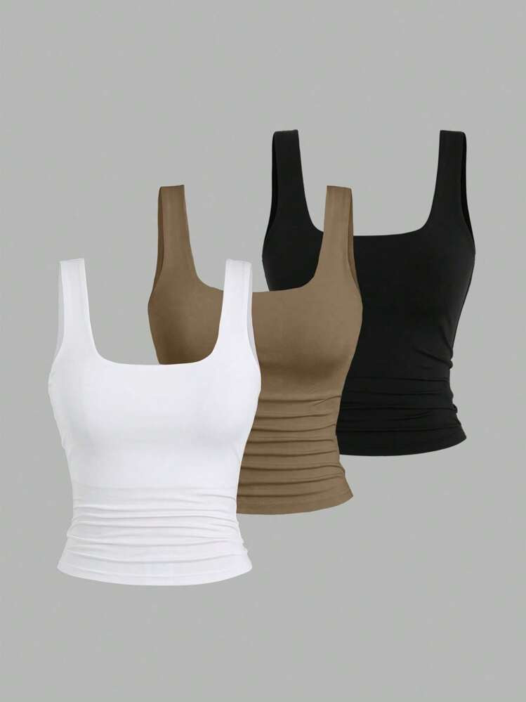 Sweetra Women's Casual Versatile Solid Color Tank Top White | SHEIN