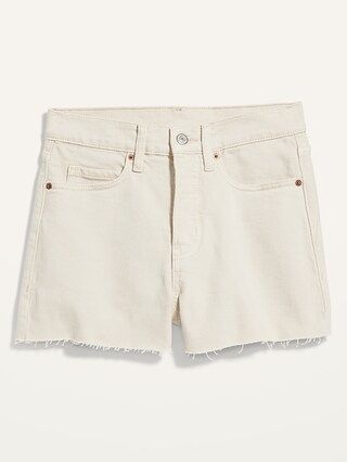 Higher High-Waisted Button-Fly Sky-Hi A-Line Ecru Cut-Off Jean Shorts for Women -- 3-inch inseam | Old Navy (US)