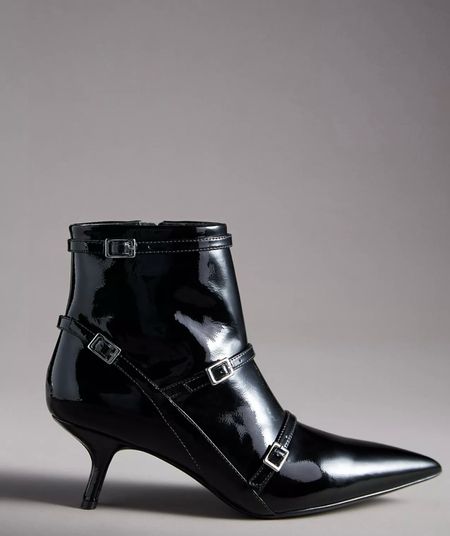 Black patent moto booties 

#LTKshoecrush