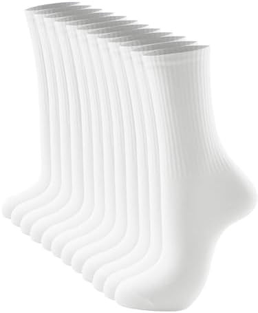 JOLLMONO Womens Crew Socks Size 6-11 Casual Athletic Gym LightWeight Thin Cotton Socks 3-6 Pairs | Amazon (US)