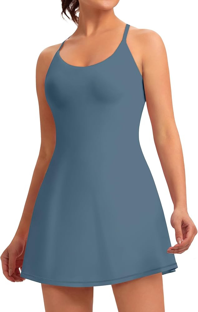 Womens Easy Pee Tennis Dress with Built in Shorts and Pockets - Workout Athletic Golf Dresses | Amazon (US)