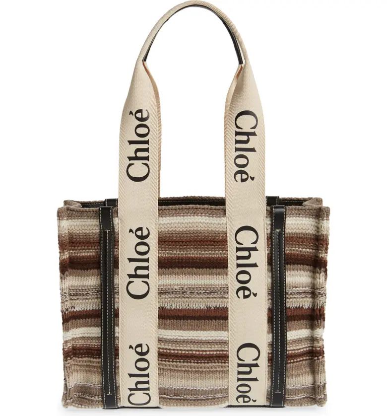 Chloé Medium Woody Stripe Recycled Cashmere Blend Tote | Nordstrom | Nordstrom