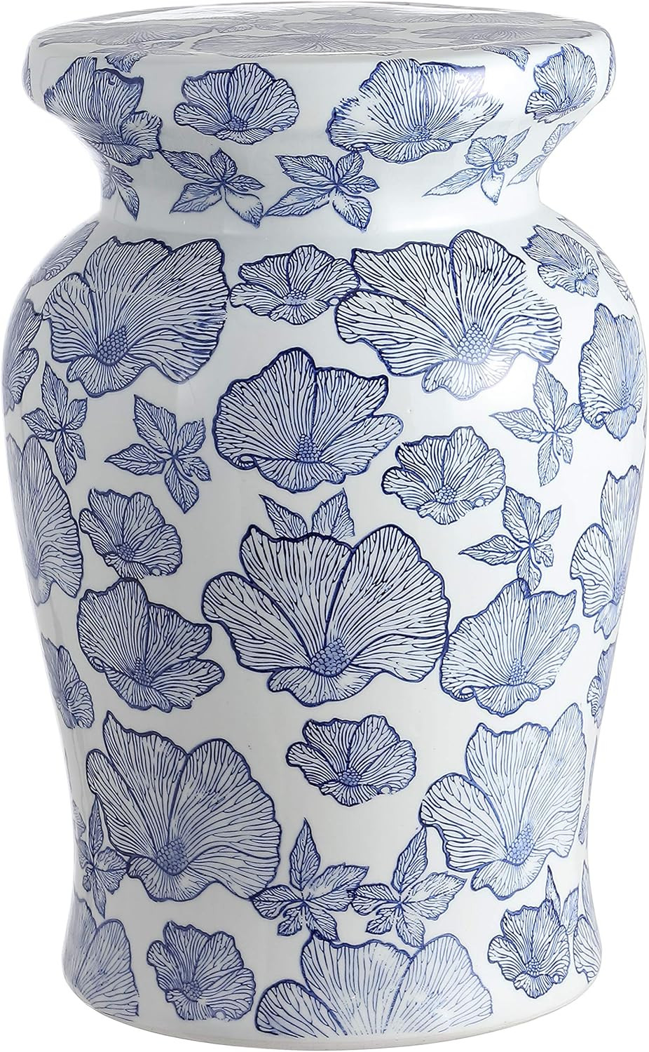 Jonathan Y TBL1018A Poppies 17.7" Ceramic Garden Stool, White/Blue | Amazon (US)