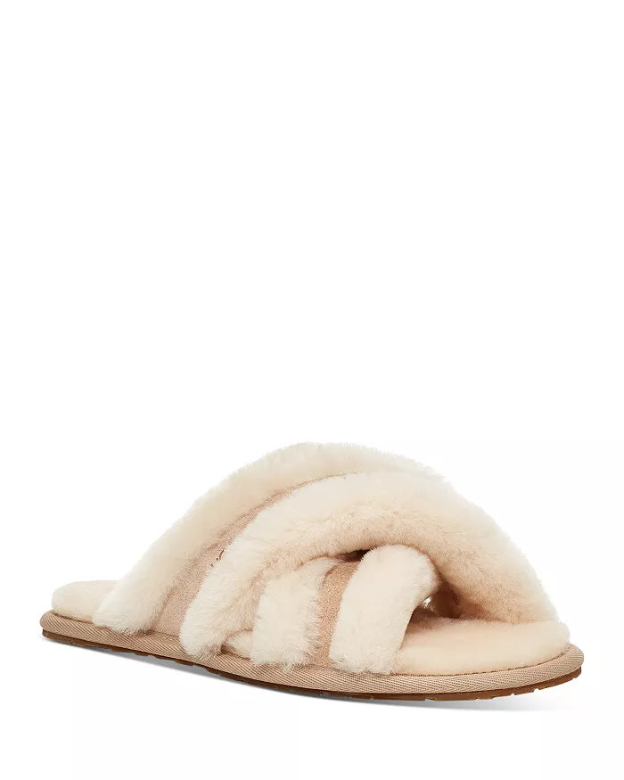 Women's Scuffita Cross Strap Shearling Slippers | Bloomingdale's (US)