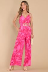 Perfectly Mine Hot Pink Print Jumpsuit | Red Dress 