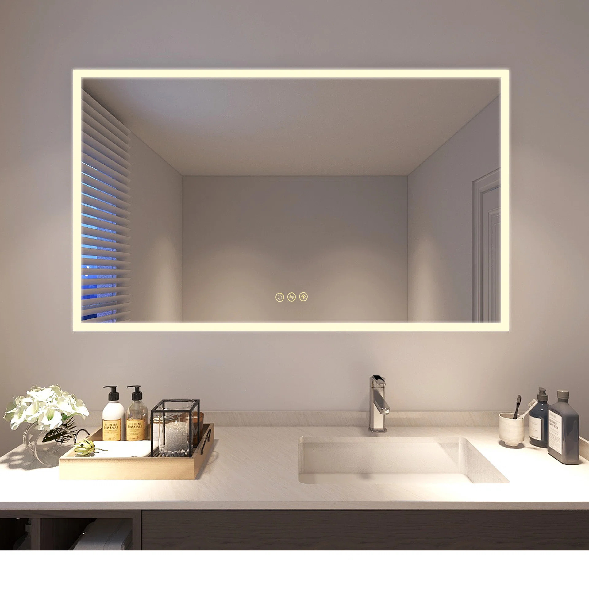 Latitude Run® Super Bright LED Lighted Anti-Fog Bathroom Wall Mirror & Reviews | Wayfair | Wayfair North America