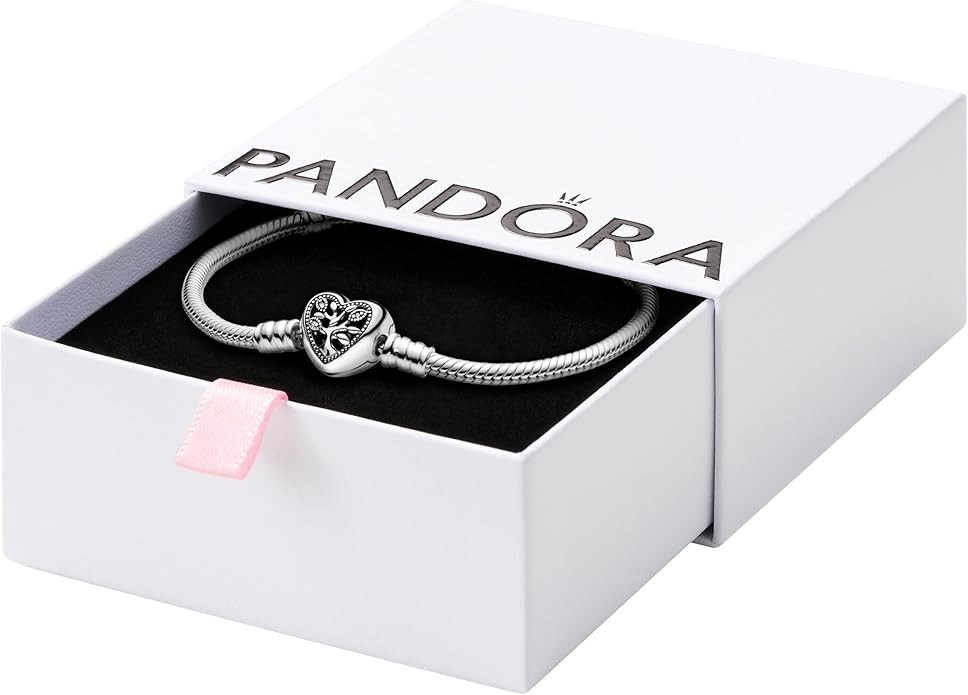 Pandora Moments Family Tree Heart Clasp Snake Chain Bracelet - Compatible Moments Charms - Gift f... | Amazon (US)