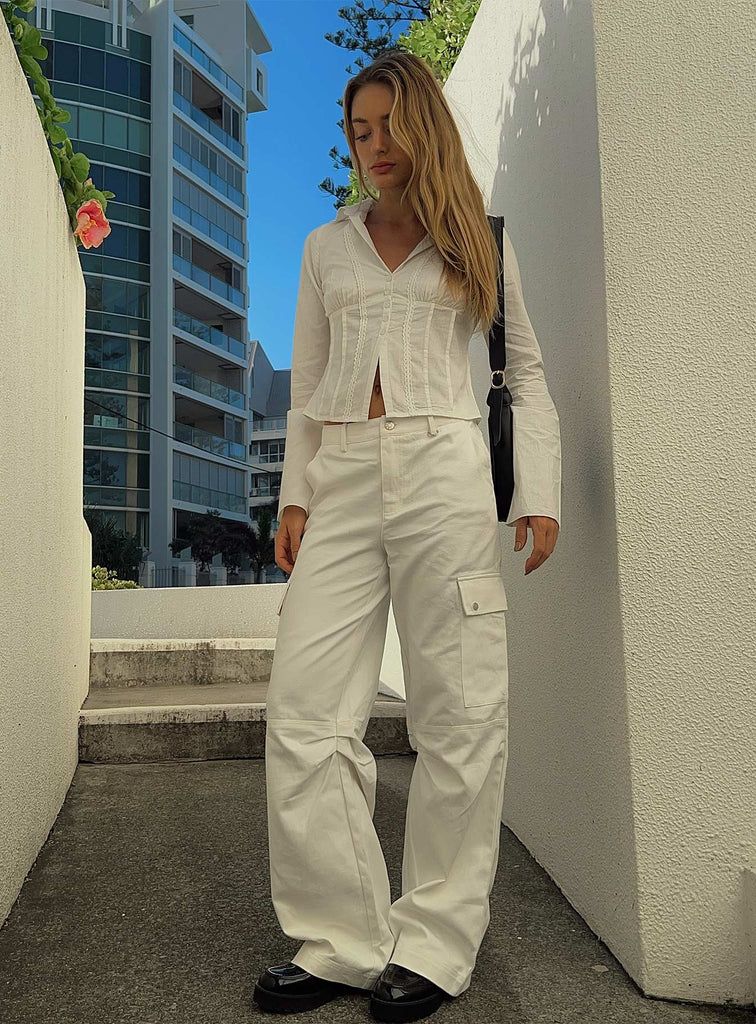 Fallout Mid Rise Cargo Pants White | Princess Polly US