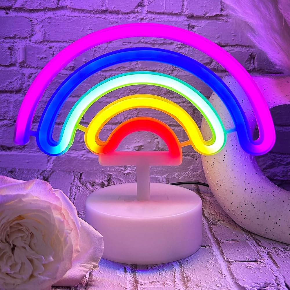 Rainbow Neon Sign Rainbow Neon Light Fun Classroom Decor Rainbow LED Light USB or Battery Operate... | Amazon (US)