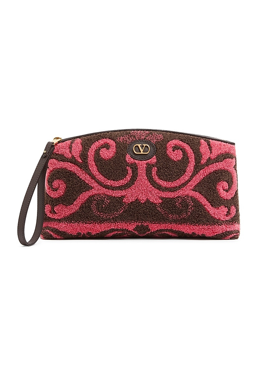 Valentino Women's Terry Cloth Clutch - Coral Chocolate | Saks Fifth Avenue