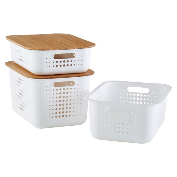 White Nordic Storage Baskets with Handles | The Container Store