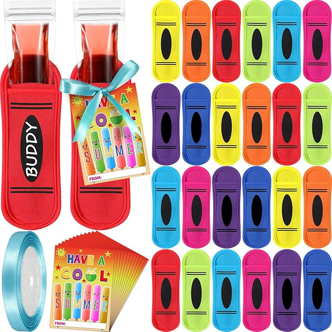 24 Set End of School Year Gift End of Year Student Gift Include 24 Pcs Reusable Ice Pop Sleeves 2... | Amazon (US)
