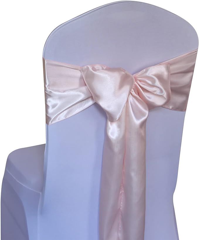 WELMATCH Blush Pink Satin Chair Sashes Ties - 12 pcs Wedding Banquet Party Event Decoration Chair... | Amazon (US)