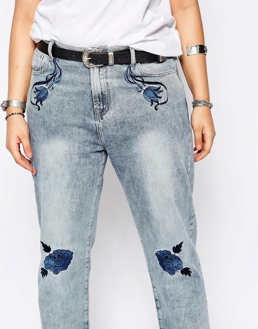 Alice &amp; You Relaxed Boyfriend Jean With Embroidery | ASOS UK