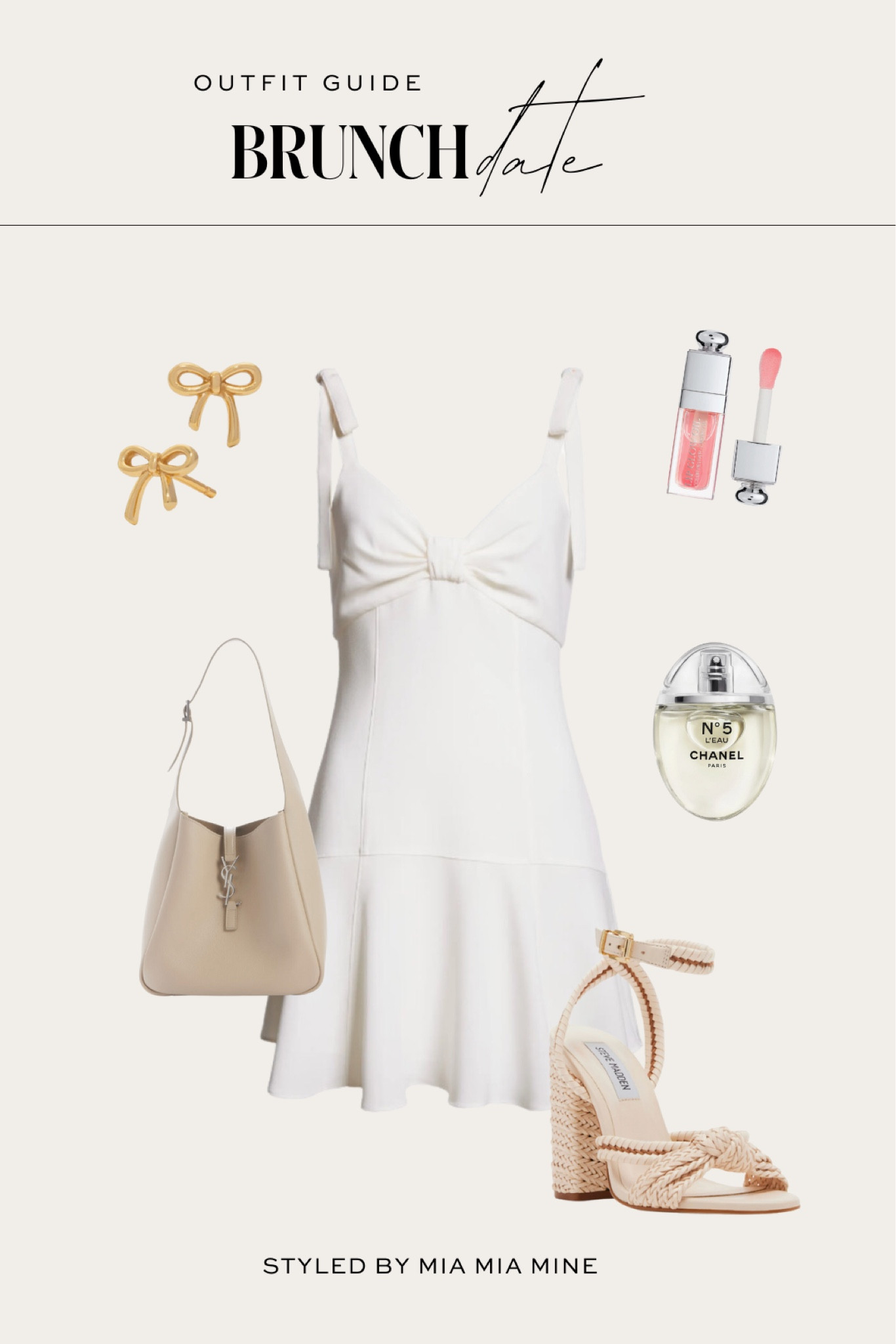 Weekend outfit ideas / brunch outfit
White dress
Saint Laurent handbag
Bow earrings 
Steve Madden woven sandals 

#LTKSeasonal #LTKShoeCrush #LTKStyleTip