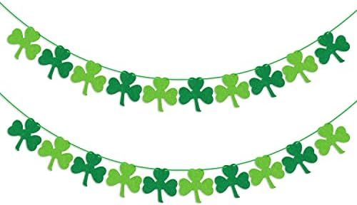 Felt Shamrock Clover Garland Banner - NO DIY - St. Patrick 's Day Banner Decor - St. Patrick 's Day  | Amazon (US)