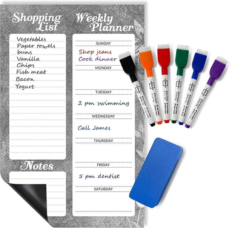 Magnetic Dry Erase Meal Planner & Grocery List Pad for Fridge 11" x 17" White Board Dry Erase Wee... | Amazon (US)
