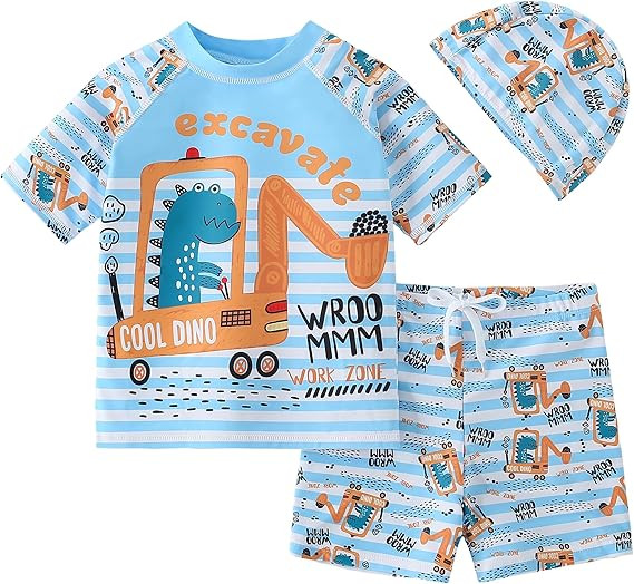 AIWUHE Toddler Boys Swimsuit Set Rash Guard Boys' Swimwear Two Piece Bathing Suit and Swim Trunk ... | Amazon (US)