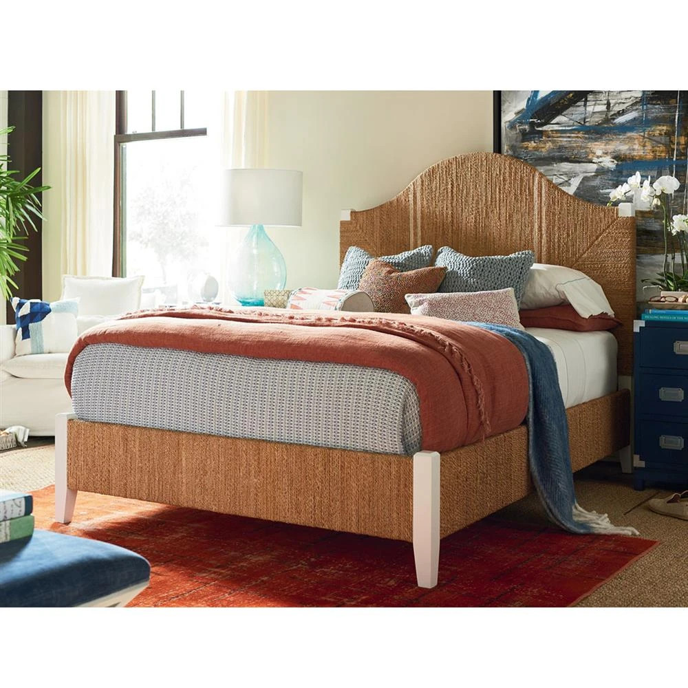 Rory Coastal Beach Brown Woven Abaca Bed - King | Kathy Kuo Home