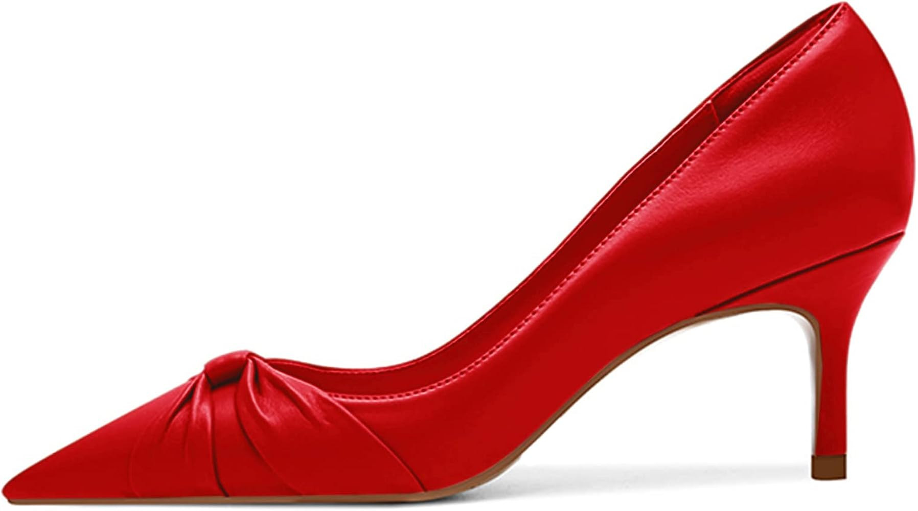 PiePieBuy Womens Pointed Toe Pumps Twist Knot Stiletto Mid Heel Faux Leather Dress Shoes | Amazon (US)
