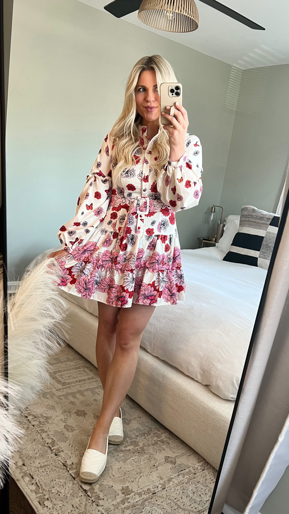 Floral print mini and white espadrilles 40% off at Vici