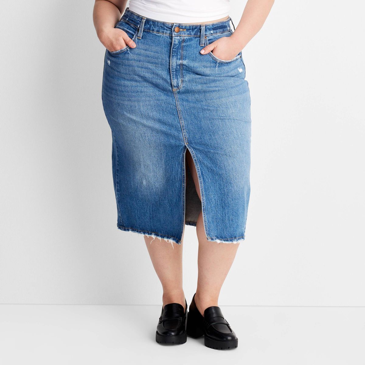 Women's High-Rise Denim Midi Skirt - Universal Thread™ | Target