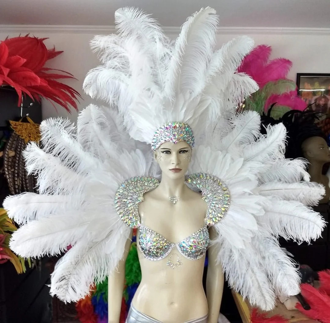 Rihanna Carnival Costume Feathers Rhinestone Samba Costume Angel Wings Fantasy Fest Carnival Show... | Etsy (US)