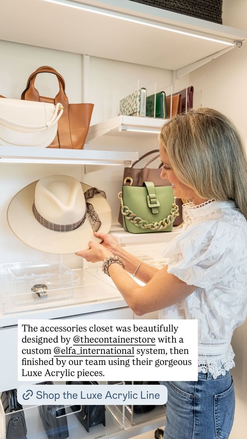 The accessories closet was beautifully designed by @thecontainerstore with a custom @elfa_international system, then finished by our team using their gorgeous Luxe Acrylic pieces.

#LTKFindsUnder100 #LTKHome #LTKFindsUnder50