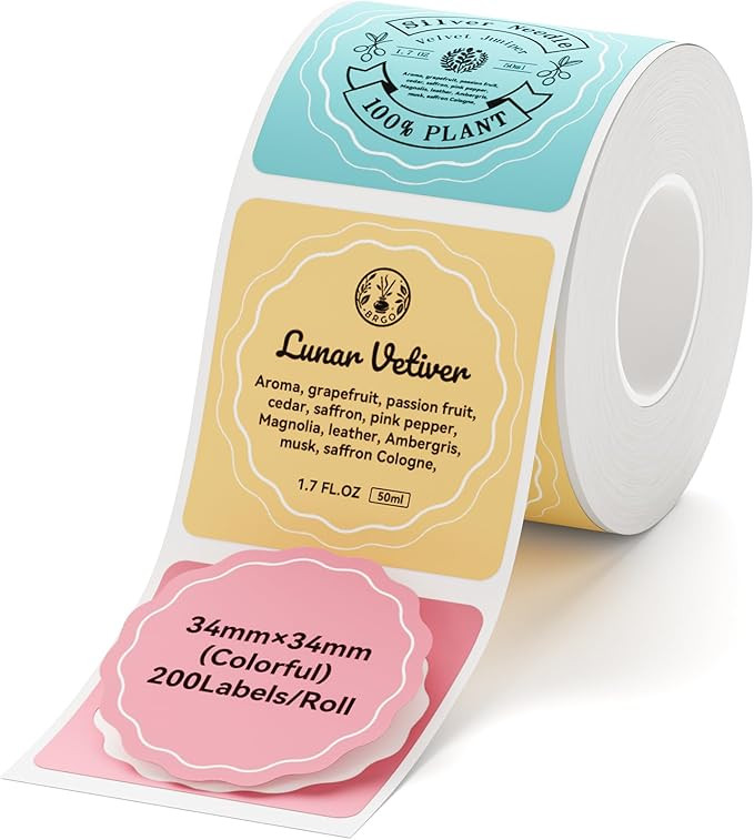 NIIMBOT Labels for B1/B21/B31 Label Maker, 34 x 34 mm (1.34'' x 1.34'') 200 Labels/Roll, Thermal ... | Amazon (US)