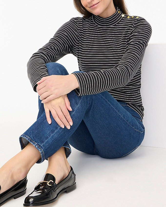 Striped mockneck ribbed top | J.Crew Factory