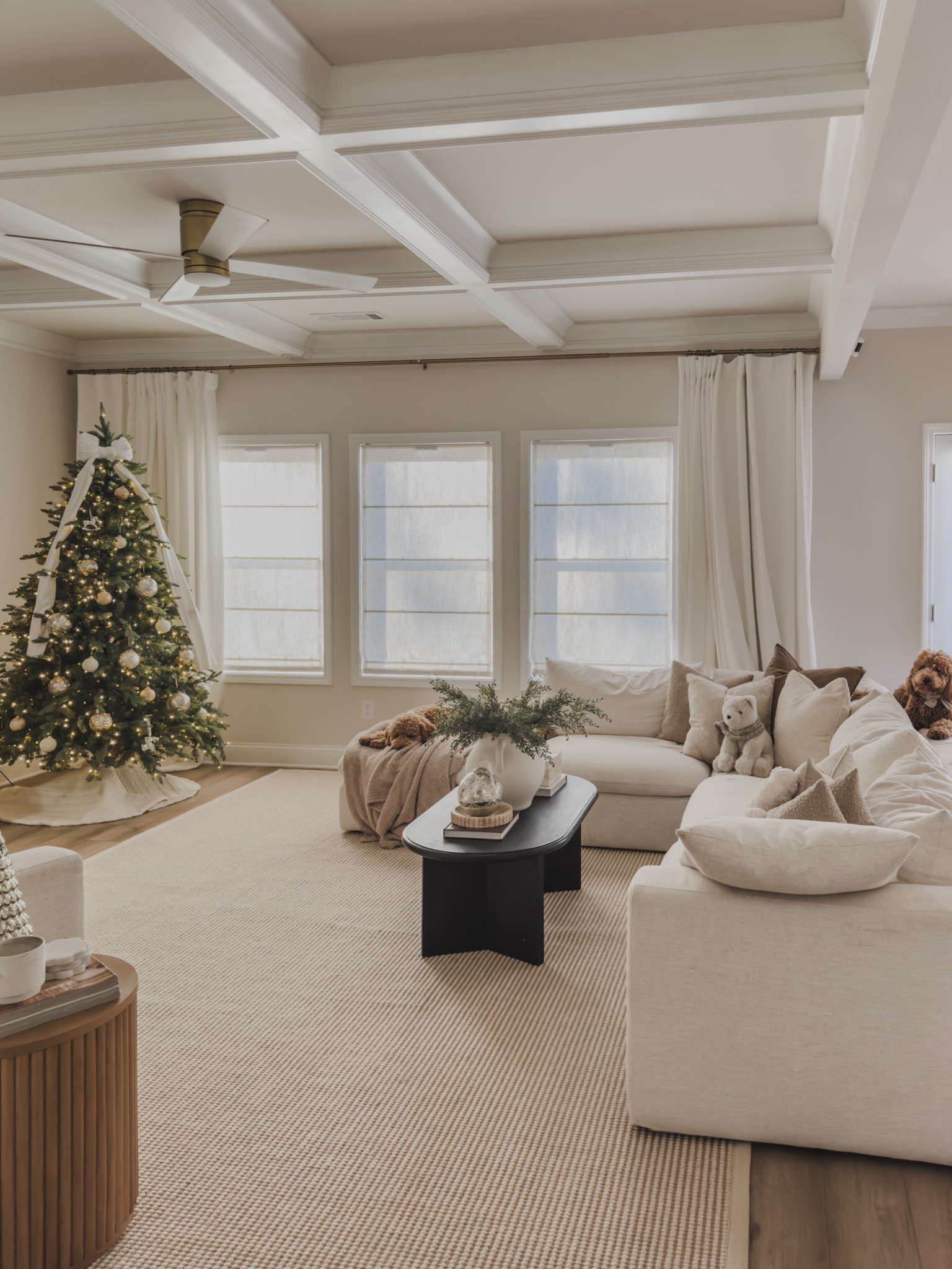 Bright and airy winter vibes in my open concept living area! Styled with cute pillow pods from pottery barn, a cozy sectional (sharing a great look for less below), a textured rug from rugs USA. 

Christmas decor, my home style, home decor, for the home, holiday style, wayfair finds, castlery, king of Christmas, shop the look! 

#LTKSeasonal #LTKHoliday #LTKHome