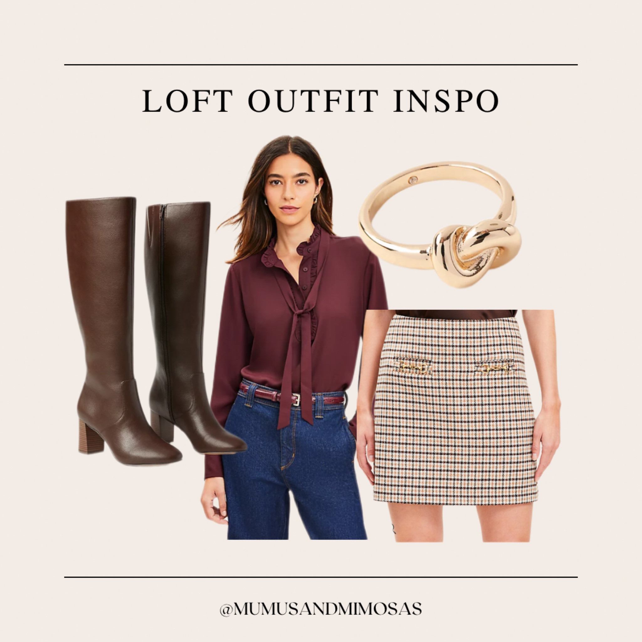 Loft fall outfit inspo
Chocolate brown tall boots
Plaid skirt
Burgundy blouse

#LTKNYFW #LTKSeasonal #LTKBacktoSchool