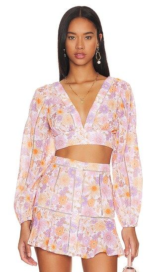 Aurora Crop Top in Lilac Retro Floral | Revolve Clothing (Global)