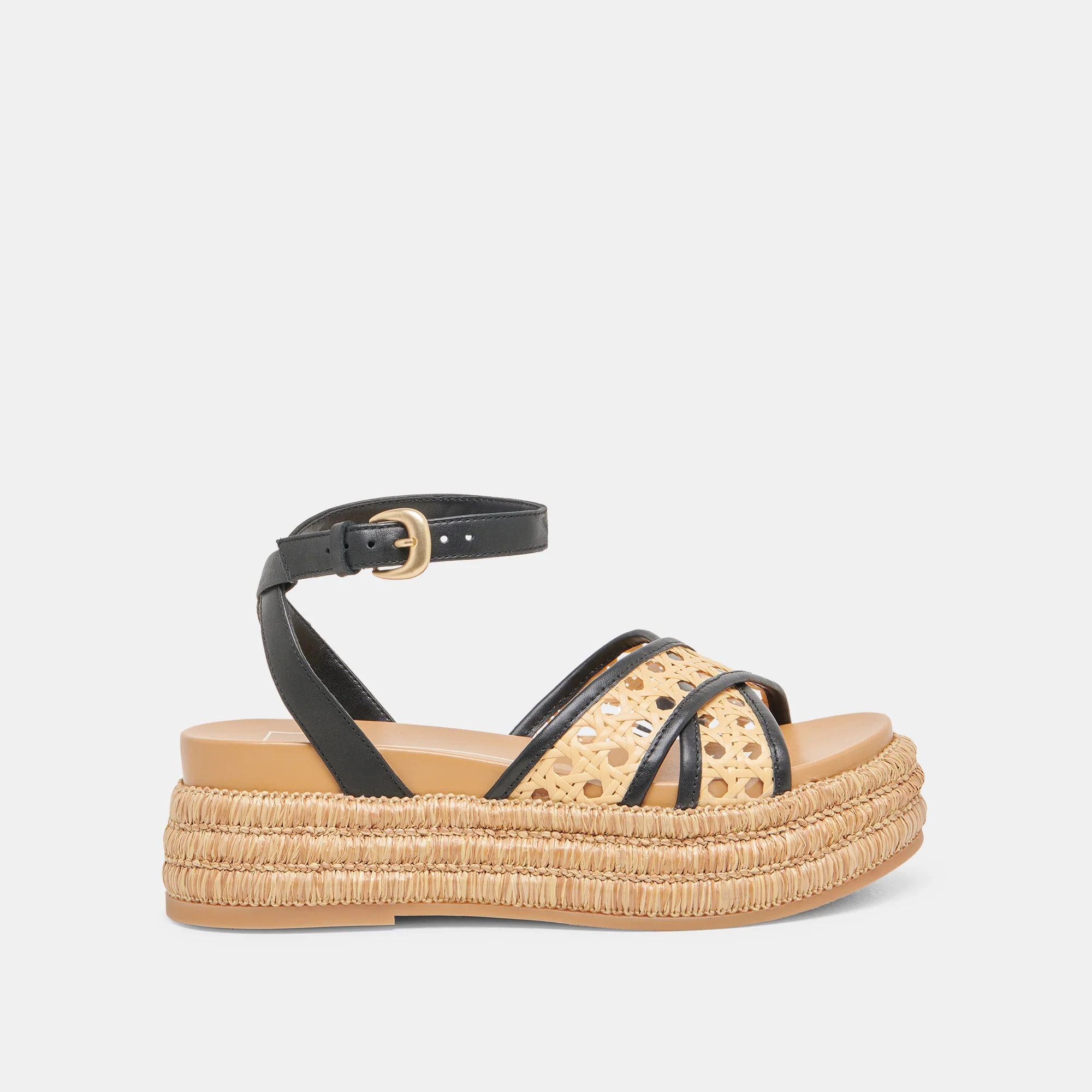 Wriley Sandals in Black Woven Raffia Size 5 By Dolce Vita | DolceVita.com