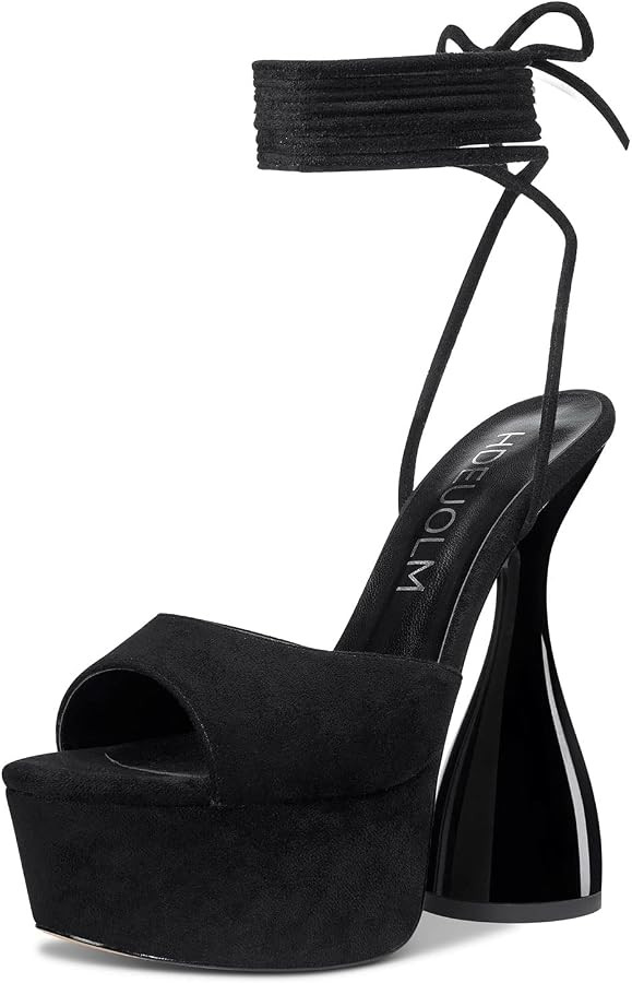 HDEUOLM Women High Heels Platform Ankle Strap Sandals Open Toe 6 Inch Chunky Heel Clear Heeled Pl... | Amazon (US)
