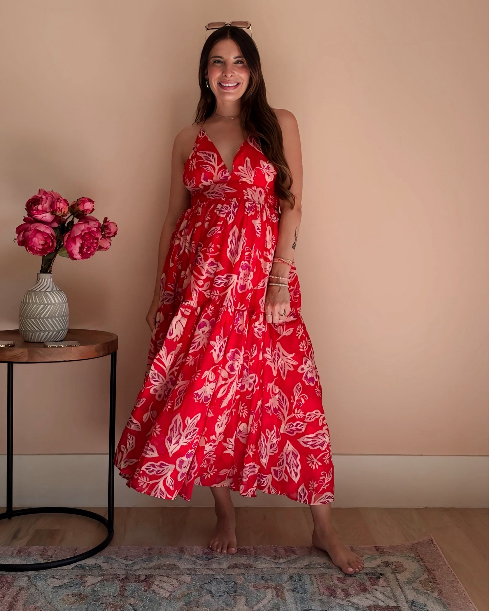 The prettiest flowy dress from VICI and it’s also bump friendly! I’m wearing size small — their whole website is 35% off today too with code JULY35 

Maternity, diff sunglasses, summer outfit, vacation outfit, tropical print 

#LTKBump #LTKSummerSales #LTKFindsUnder100