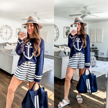 Hat code: tammy10. Bag code: tammy20. Small in all. American Eagle, aerie, Maurice’s, maurices, striped shorts, terry cloth, anchor, summer sweater, tote, totes, tote bag 

#LTKfindsunder50 #LTKsalealert #LTKover40