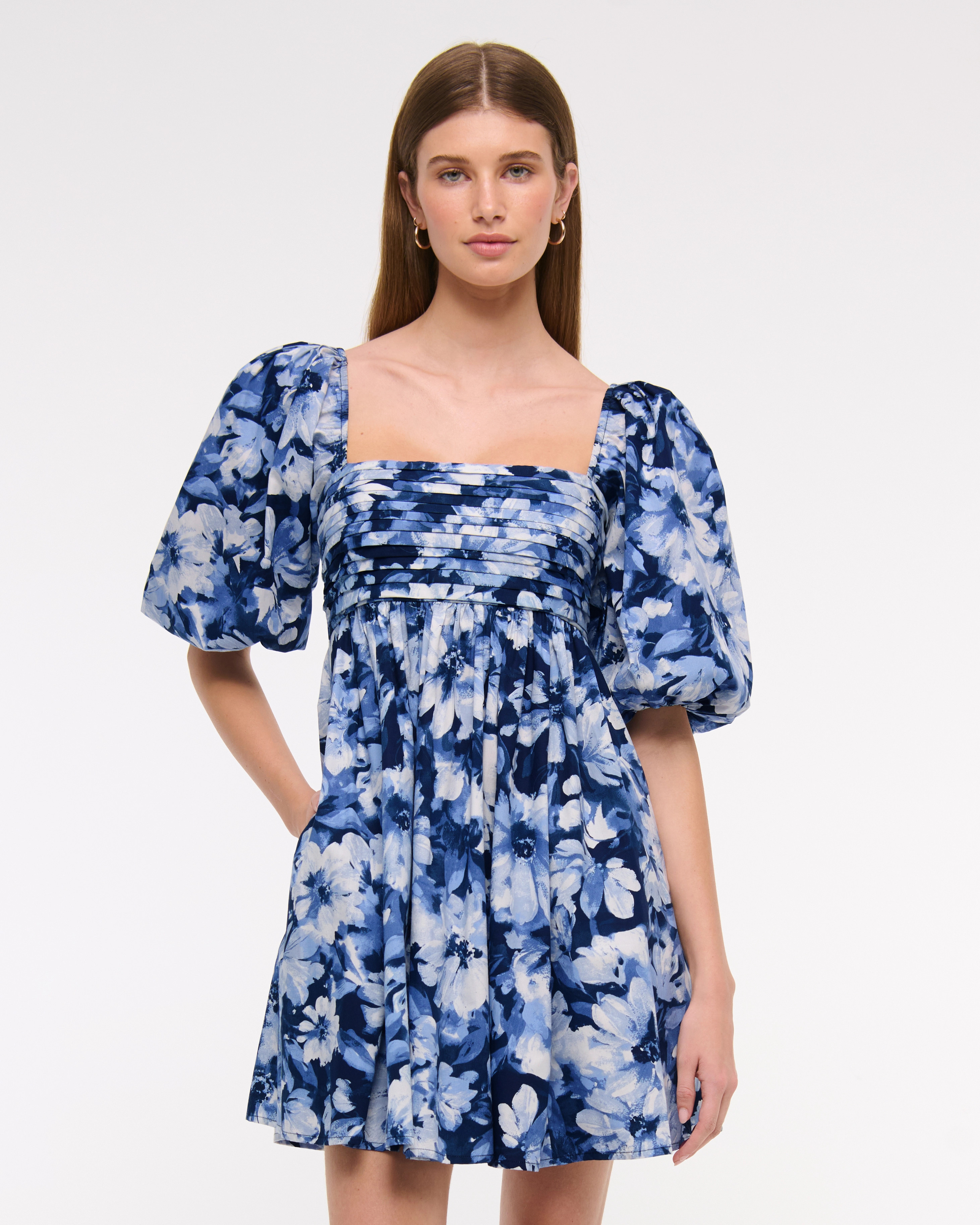 The A&F Emerson Poplin Puff Sleeve Mini Dress | Abercrombie & Fitch (US)