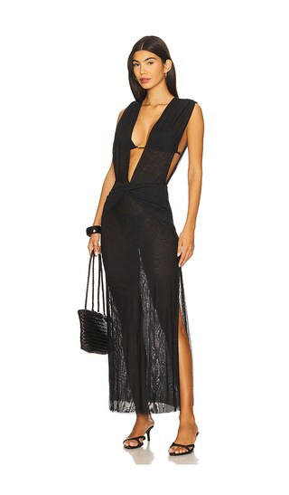 Vix Swimwear Cindy Long Cover Up in Black. - size XS | Revolve Clothing (Global)