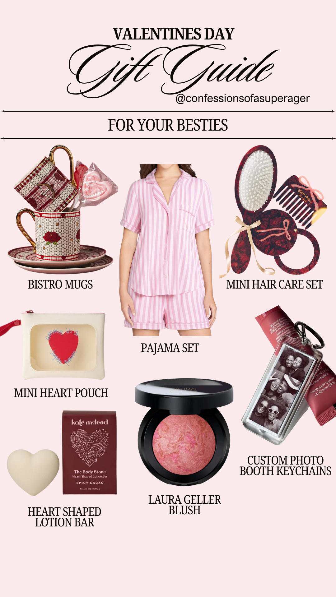 Shopping for your girls this Valentine’s Day? This Valentine’s Day gift guide for best friends is packed with cute, thoughtful, and affordable Valentine’s gifts that feel personal without breaking the bank. From cozy pajama sets and heart-shaped beauty finds to custom photo keychains, chic mugs, and self-care essentials, these are the kind of gifts your besties will actually use and love.

Perfect for Galentine’s Day, friend Valentine gifts, sister gifts, or coworker Valentine ideas—whether you’re doing a gift exchange or just want a little something sweet. These are top-searched Valentine’s gifts, trending Galentine’s Day ideas, and easy last-minute Valentine’s presents all in one place.

Tap to shop the full Valentine’s Day gift guide, save your favorites, and make gifting effortless this season 💕
@confessionsofasuperager

#liketkit #valentinesdaygifts #galentinesday #giftsforbesties #friendgiftideas #valentinesgiftguide #ltkfinds #ltkholiday #ltkstyle #confessionsofasuperager 

 

#LTKValentine #LTKSeasonal #LTKOver40