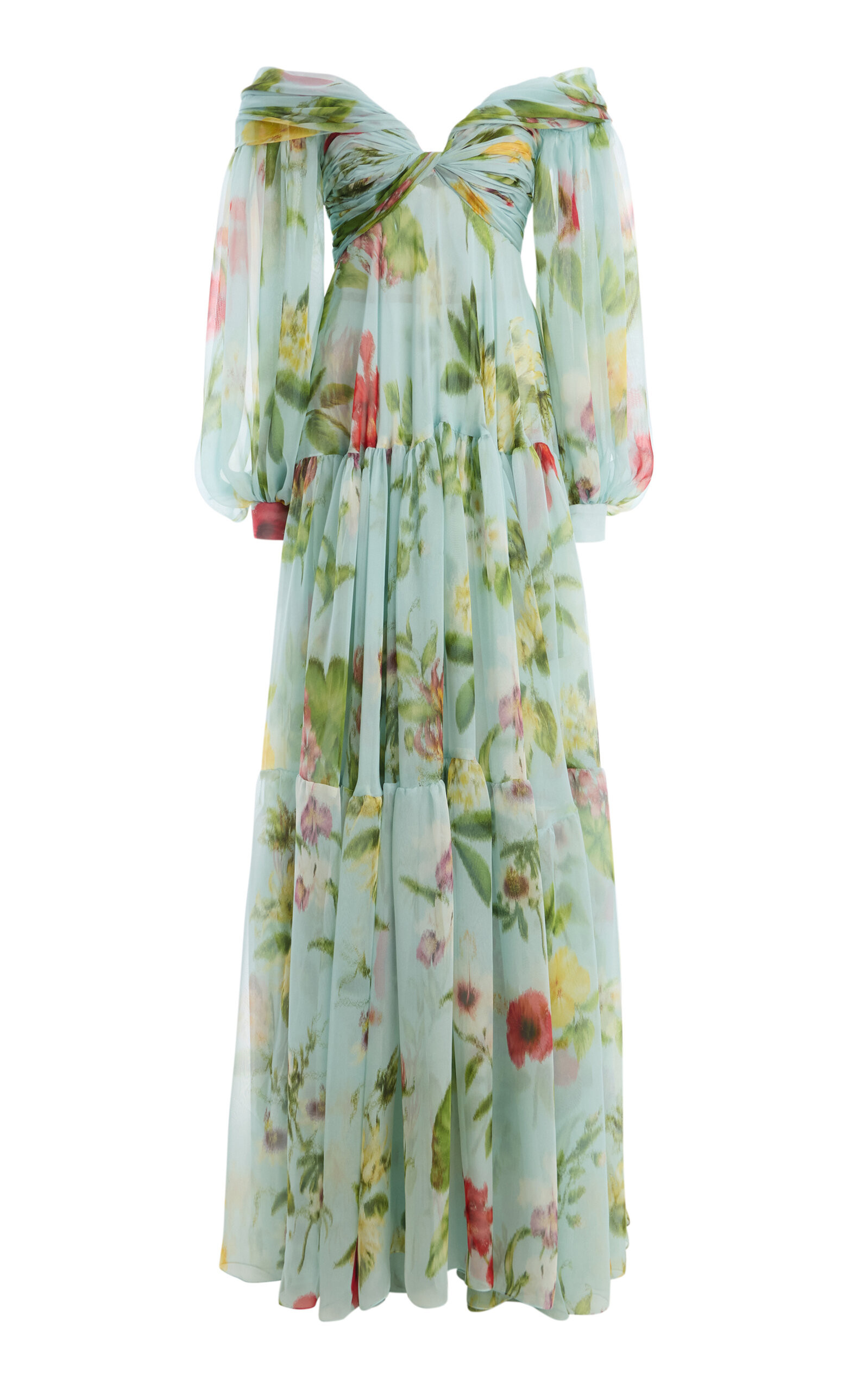 Oscar de la Renta Off-The-Shoulder Silk-Chiffon Gown - Moda Operandi | Moda Operandi (Global)