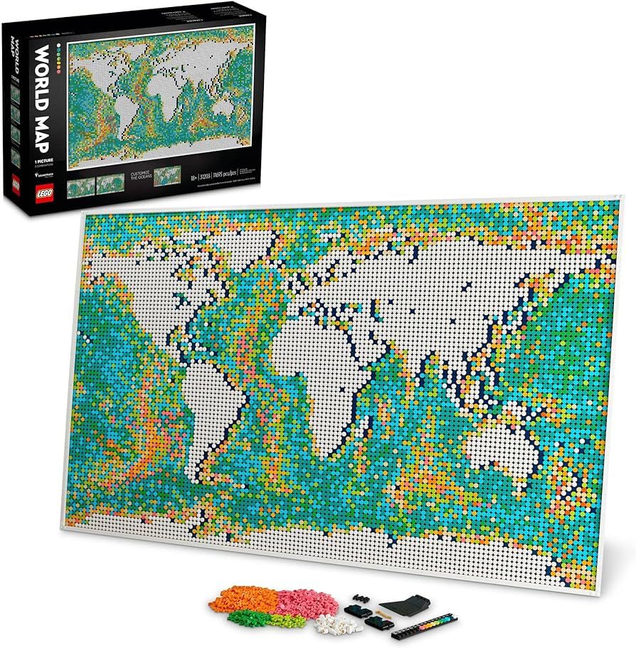 LEGO Art World Map 31203 Building Set - Collectibe Wall Art for Adults, Featuring Accompanying So... | Amazon (US)
