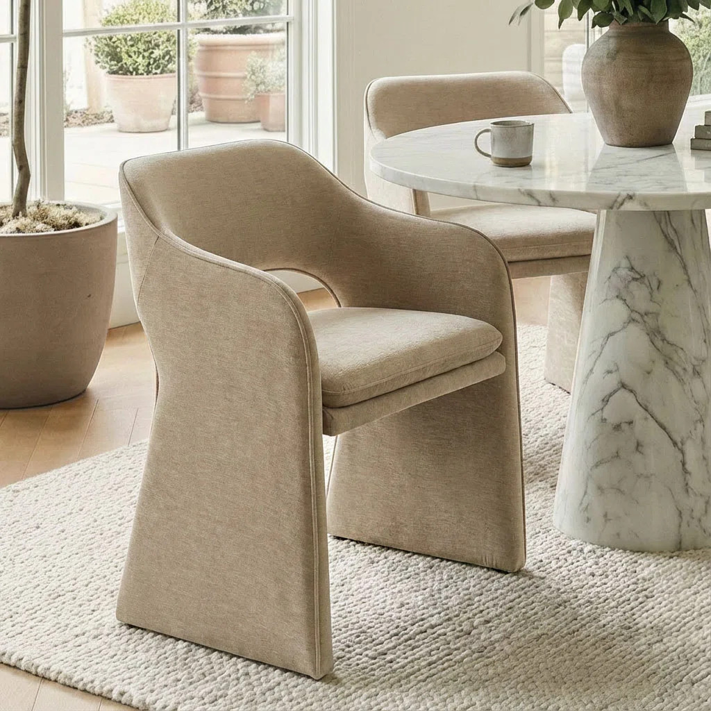19" Seat Height Upholstered Chenille Dining Armchair (Set of 2) | Wayfair North America