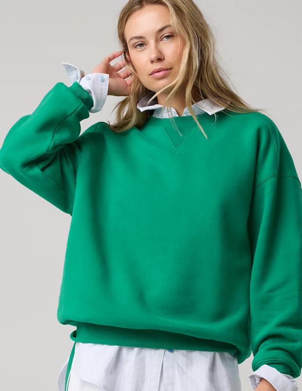 OFFLINE By Aerie Cloud Fleece Oversized Crewneck Sweatshirt | American Eagle Outfitters (US & CA)