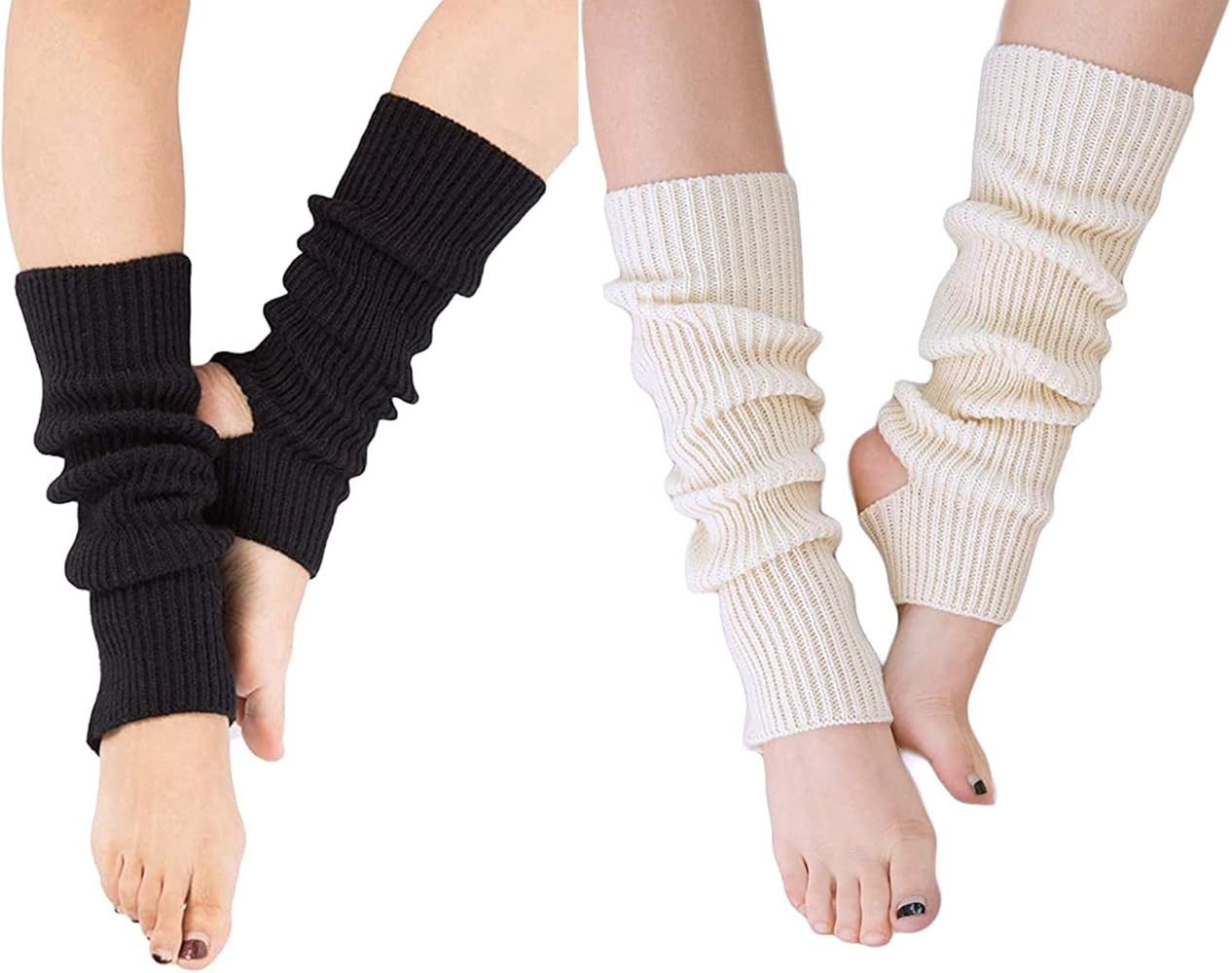 YUANQIAN Women Winter Extra Soft Long Legwarmer Warmer Knitted Stirrup Leg Warmers for Yoga Balle... | Amazon (US)