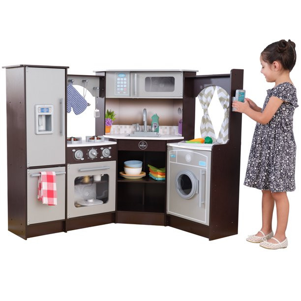 KidKraft Ultimate Corner Play Kitchen with Lights & Sounds - Espresso | Walmart (US)