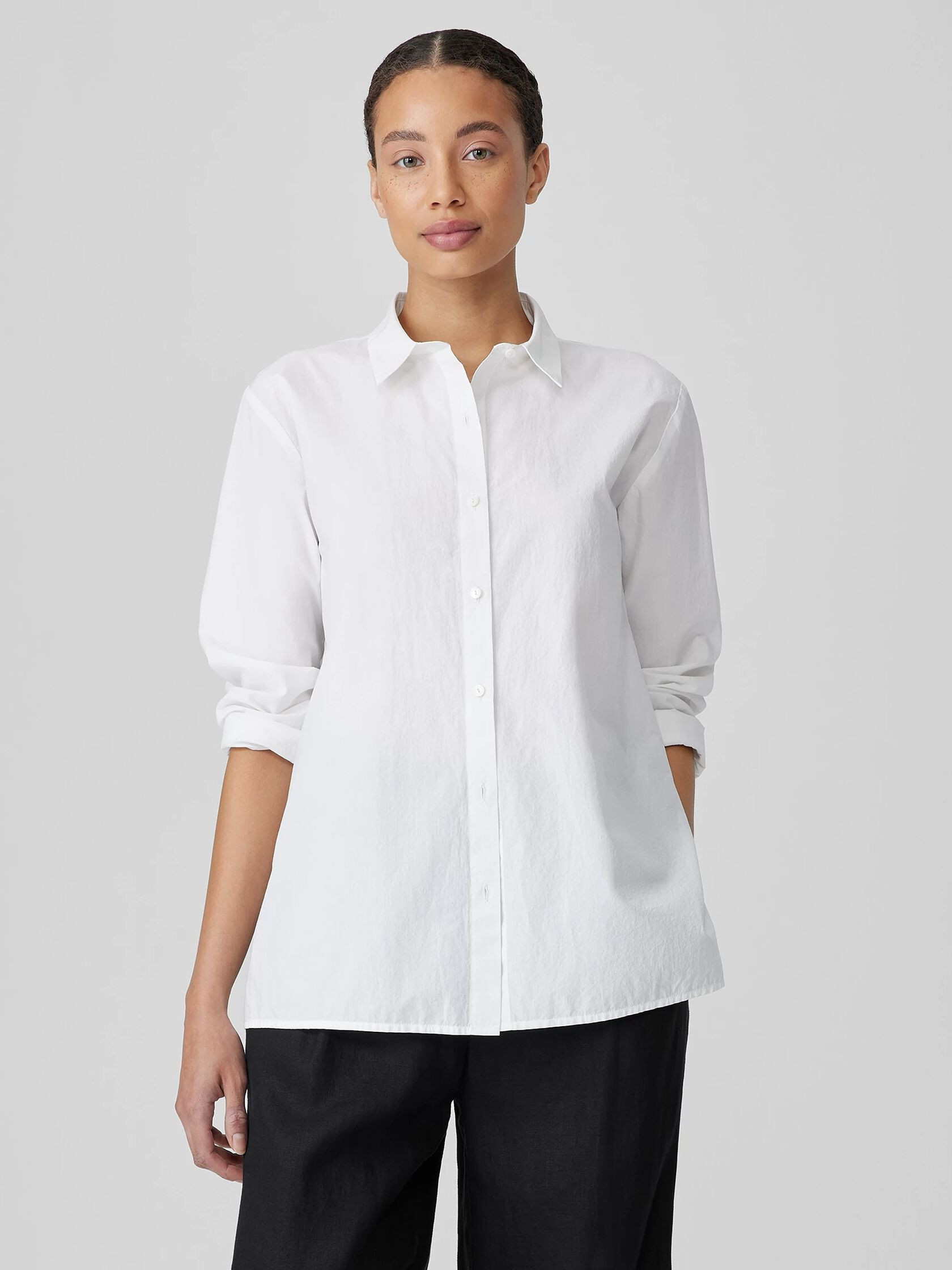 Washed Organic Cotton Poplin Classic Collar Shirt | Eileen Fisher