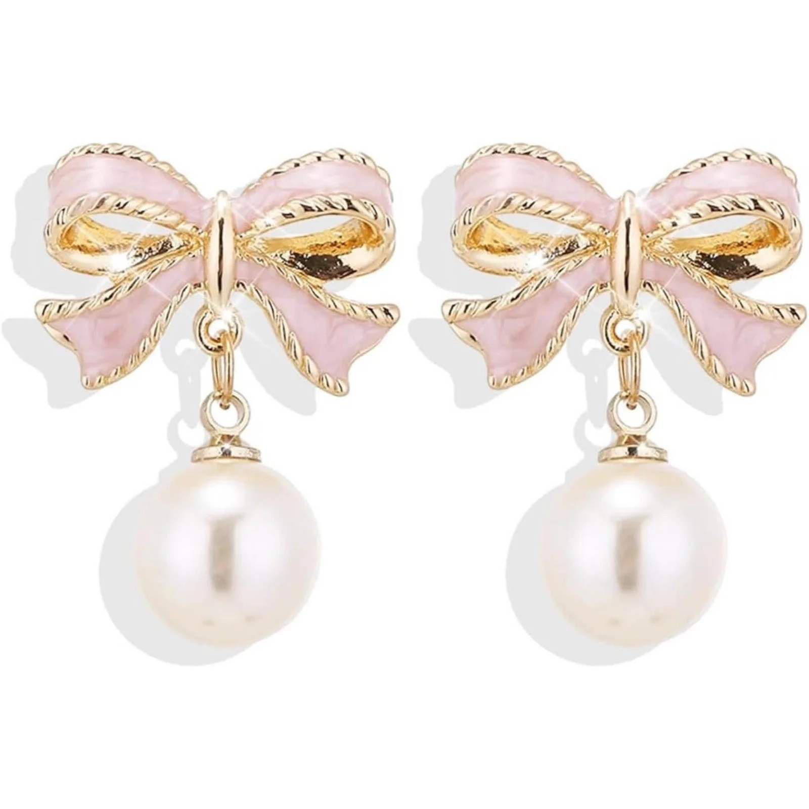 Censtreet Gold Bow Earrings for Women, Trendy Small Bow Earrings, Ribbon Waterfall Dangling Earri... | Walmart (US)