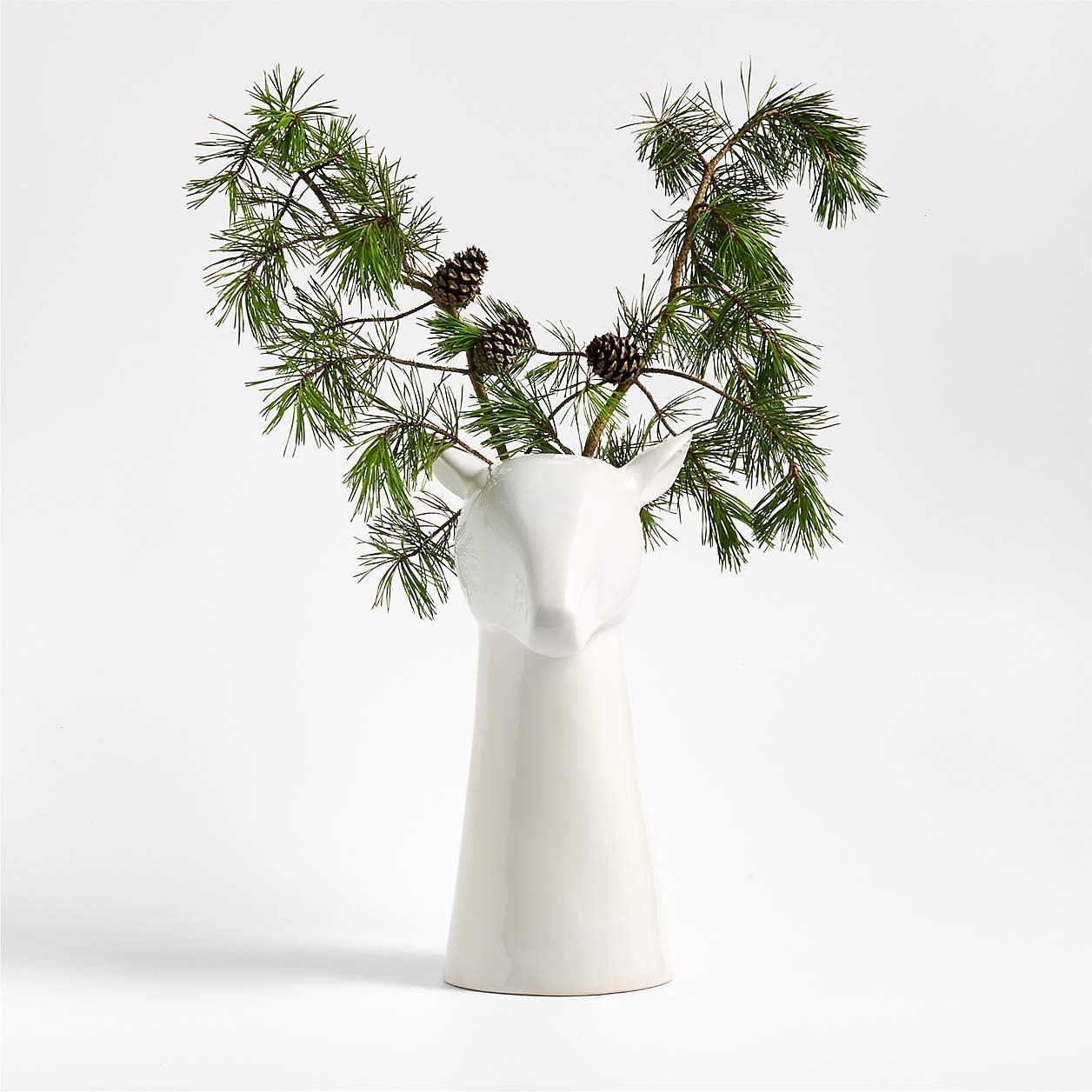 White Ceramic Deer Head Vase 15" | Crate & Barrel | Crate & Barrel